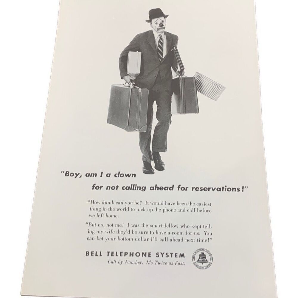 Vintage 1959 Bell Telephone System Boy Am I A Clown Ad Advertisement